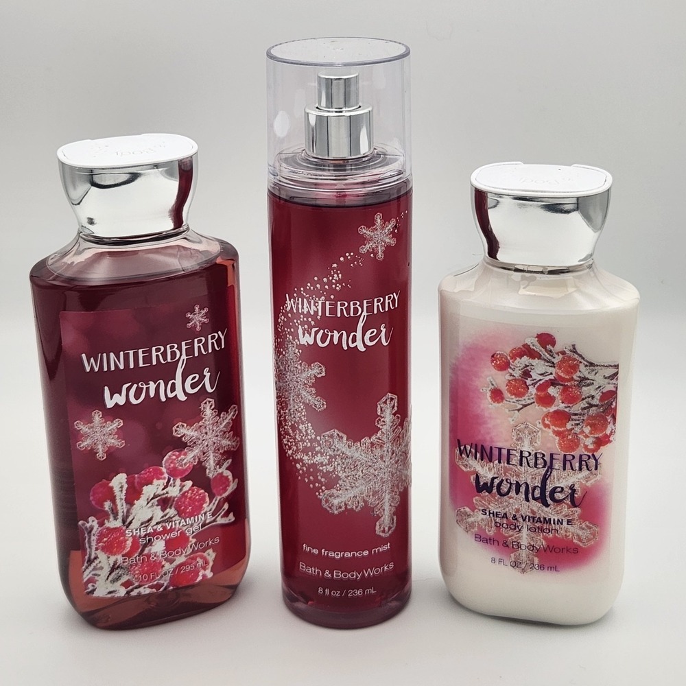 Bath & Body Works Winterberry Wonder 3pc Set Fragrance Mist Shower Gel Lotion